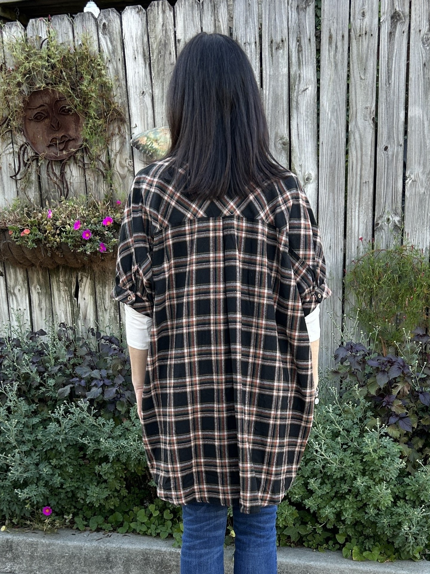 Button Up Flannel Short Sleeve Shacket