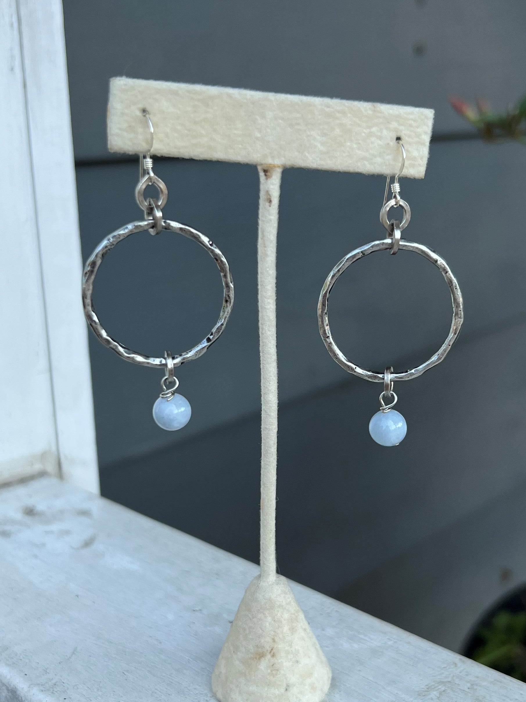 Earrings with Circle and Bead Charm