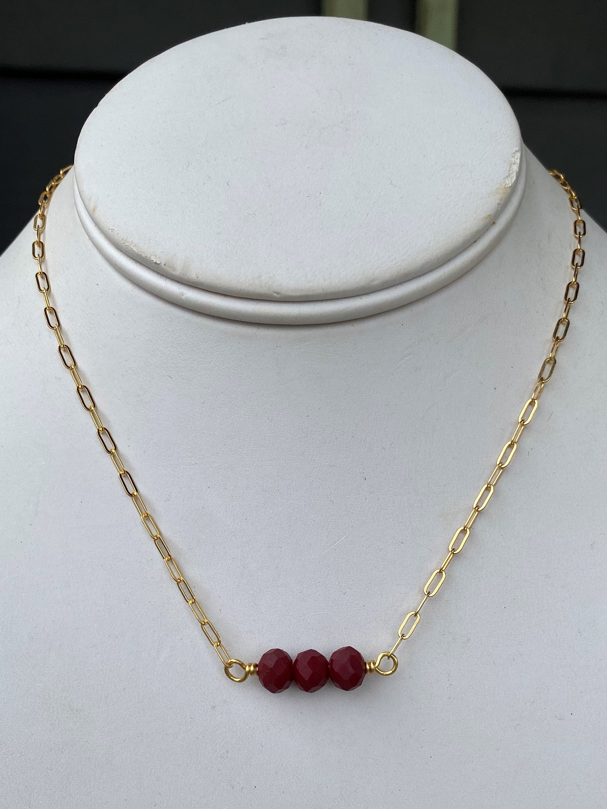 Triple Burgundy Crystal Necklace