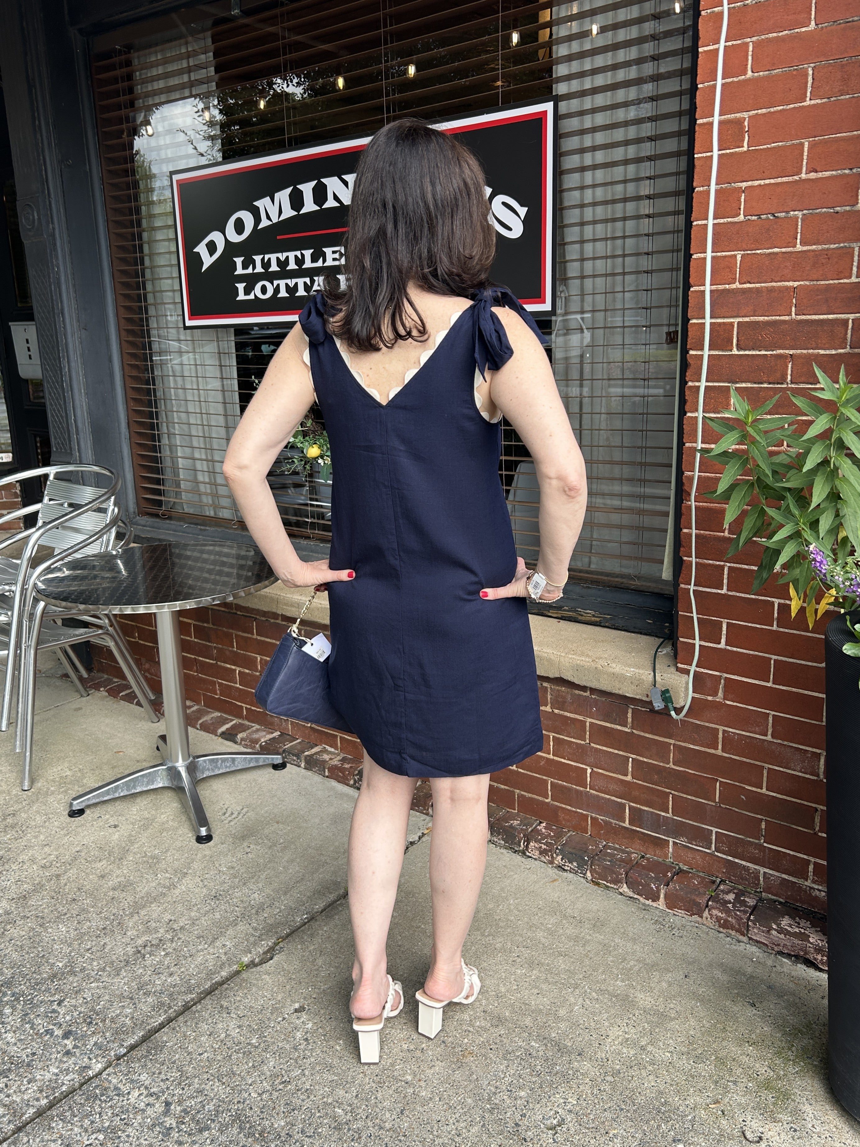 Tie Strap Dress w/ Ric Rac Trim