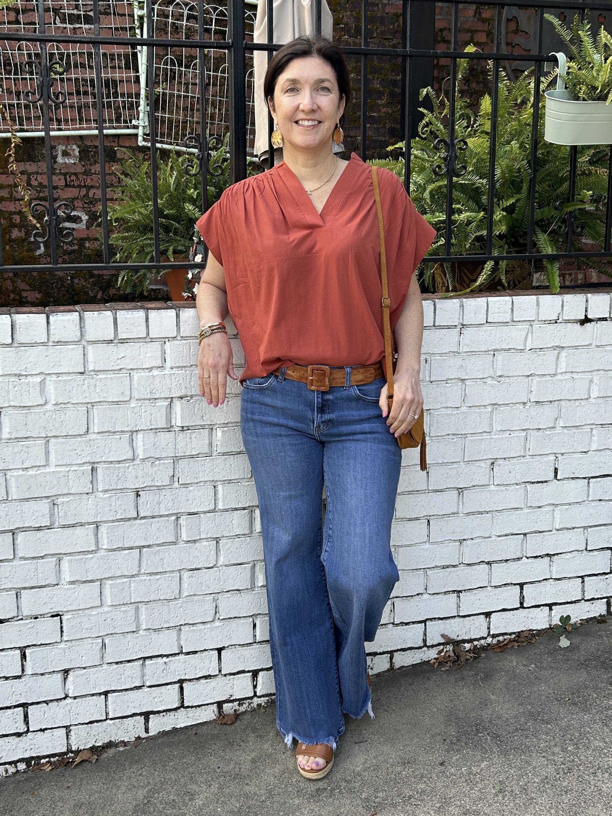 V-Neck Top w/ Cap Sleeves