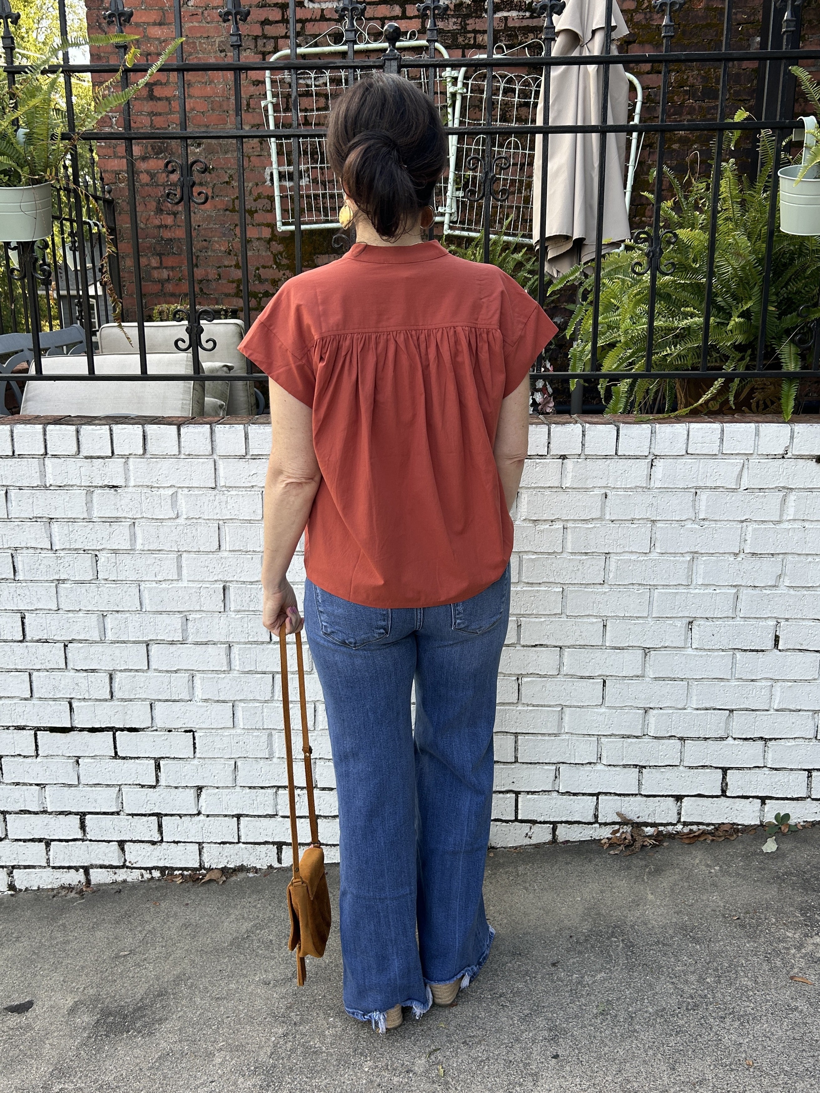 V-Neck Top w/ Cap Sleeves