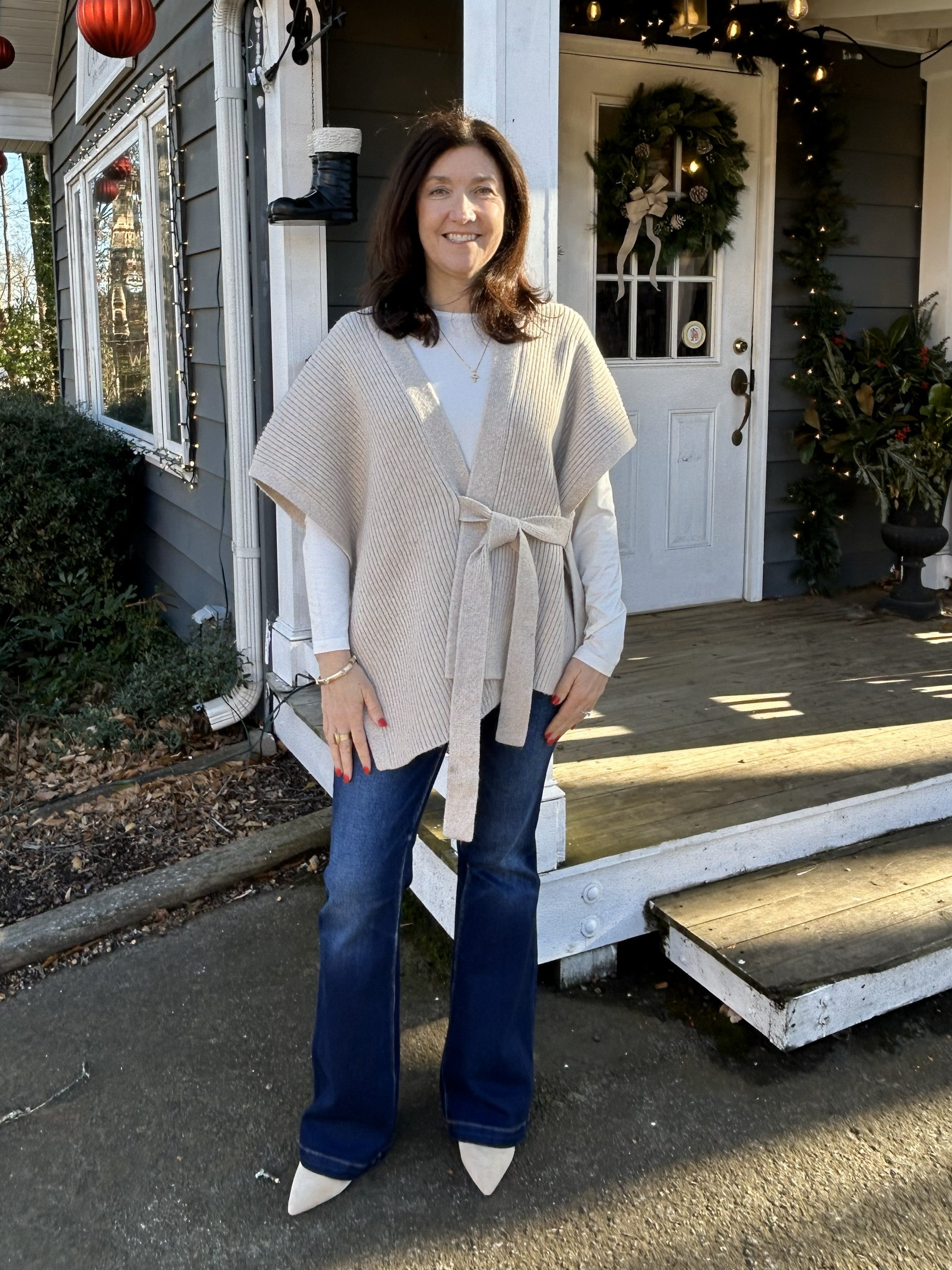 Sleeveless Knitted Cardigan Sweater