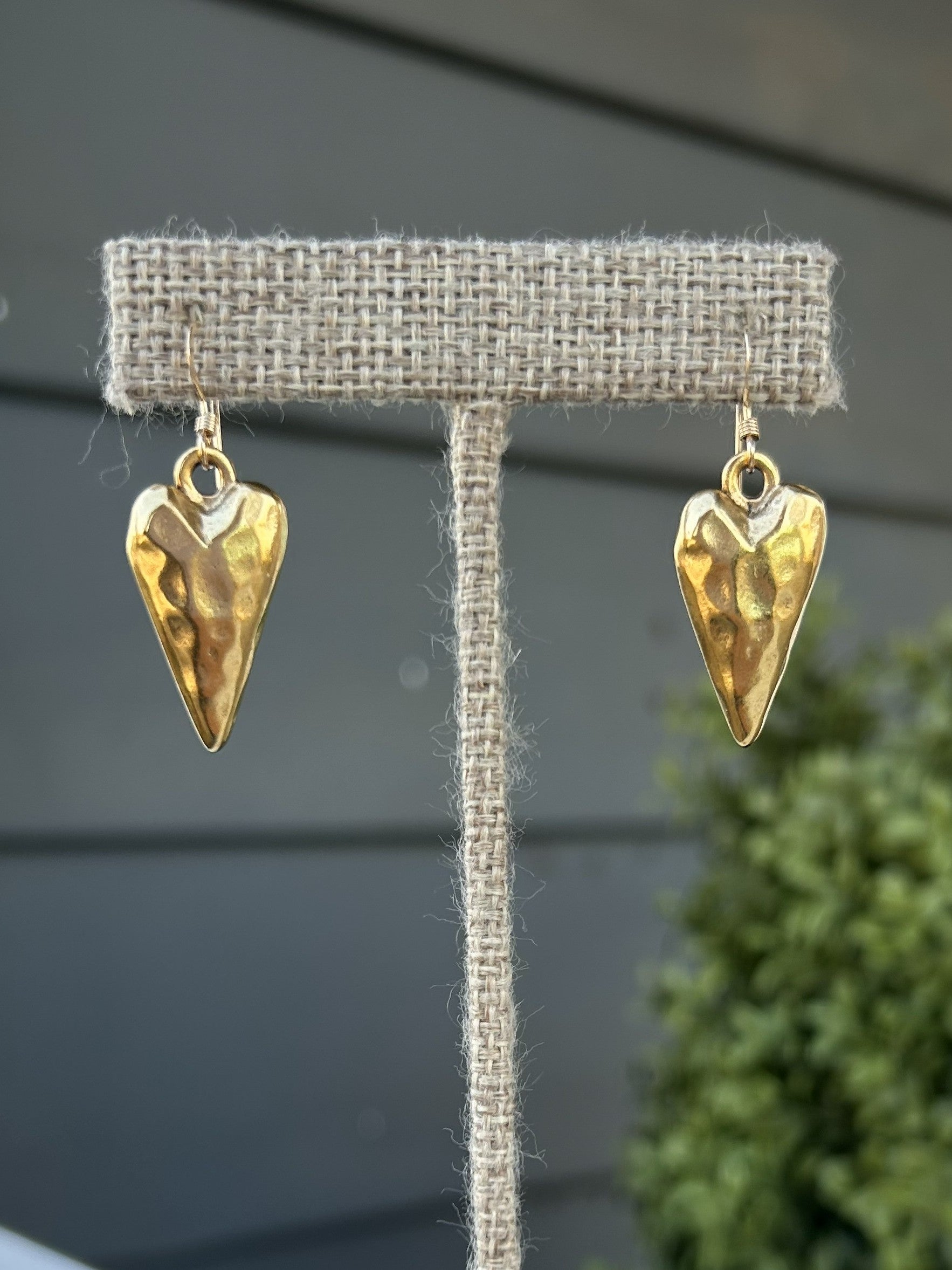 Hammered Elongated Heart Earrings