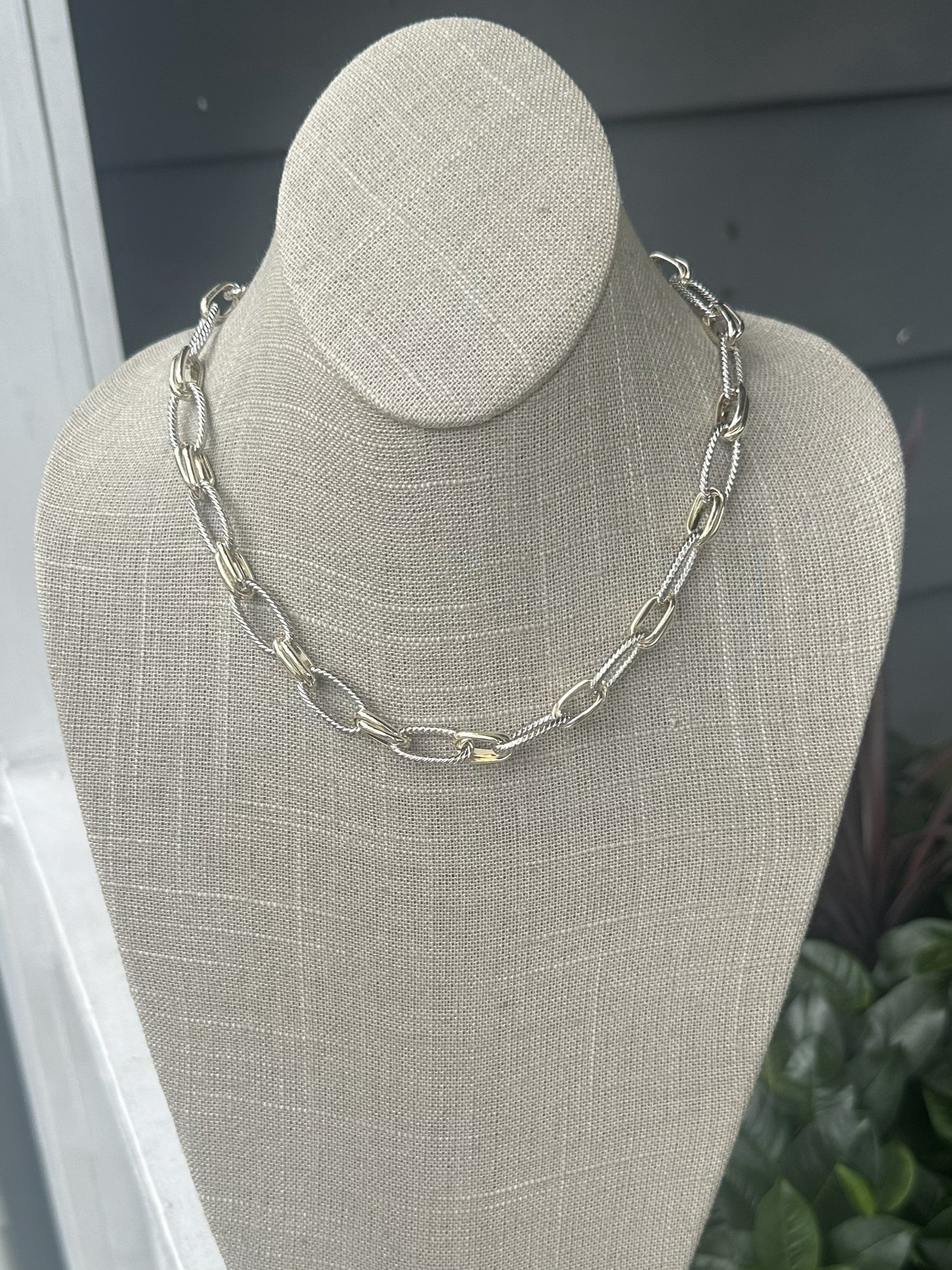 Mixed Metal Chain Link Necklace