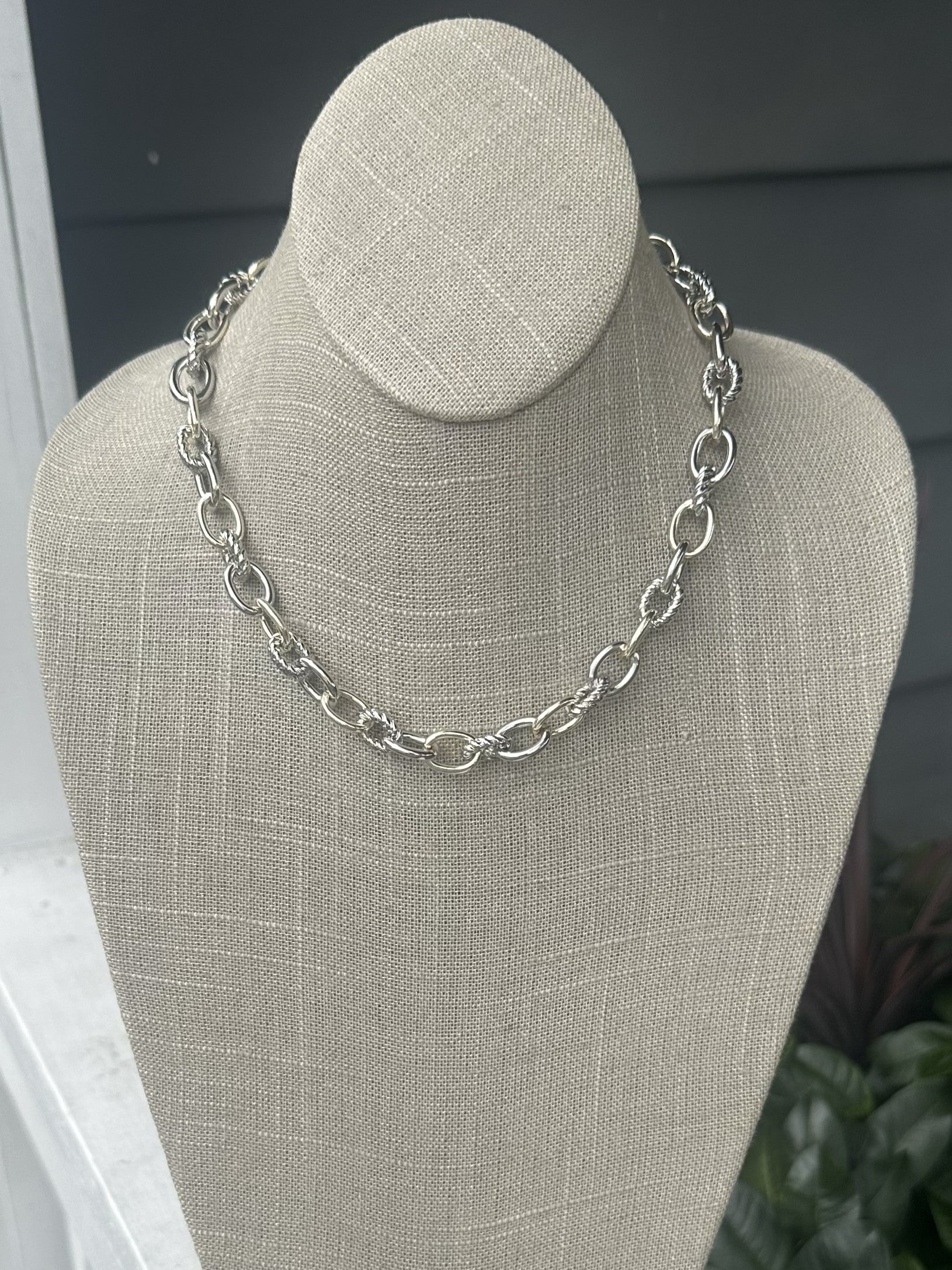 Mixed Metal Small Chain Link Necklace