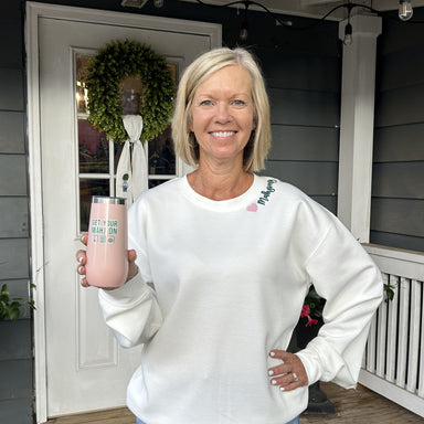 Cozy up in this charming mahjong-inspired sweatshirt, featuring a soft white/ivory base with an eye-catching pink puff heart. Perfect for game nights, casual outings, or anyone who loves a playful nod to classic tile games. The comfortable fit and quality construction make it an instant wardrobe favorite.

Material: 53% Rayon / 40% polyester / %7 Spandex

Care Instructions: Machine wash cold, tumble dry low