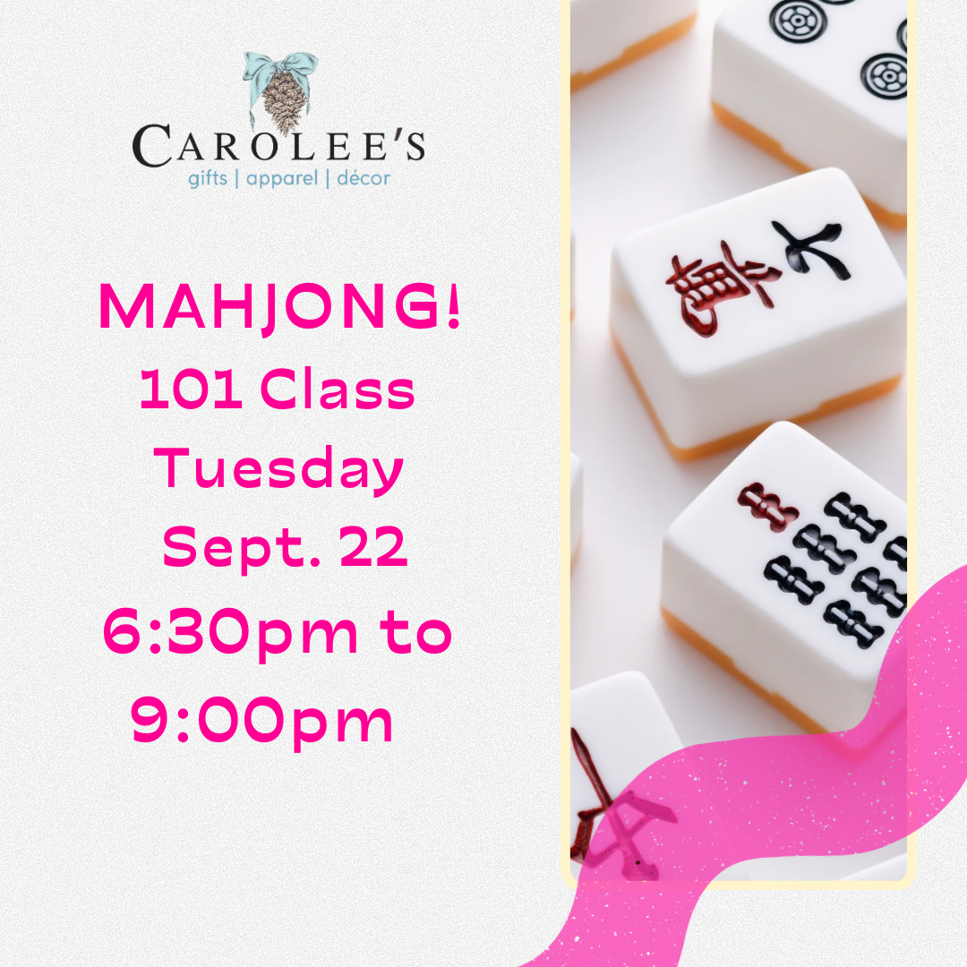 Mahjong 101 Class - Tuesday, September 22 from 6:30 to 9PM