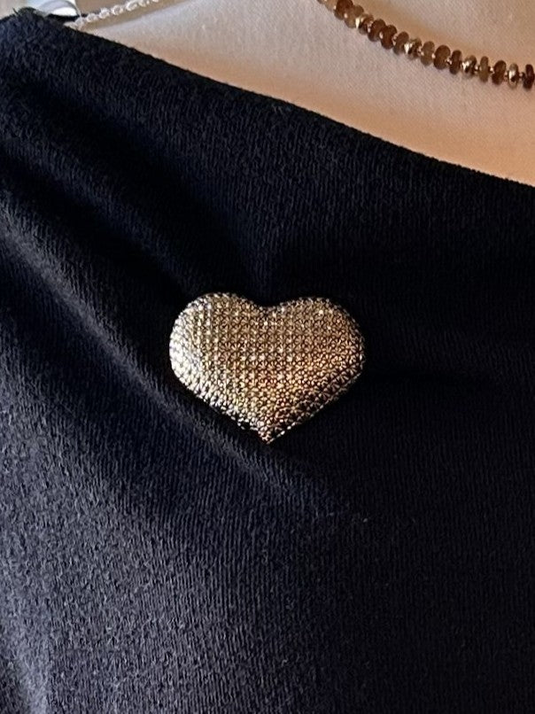 Magnetic Gold Heart Brooch
