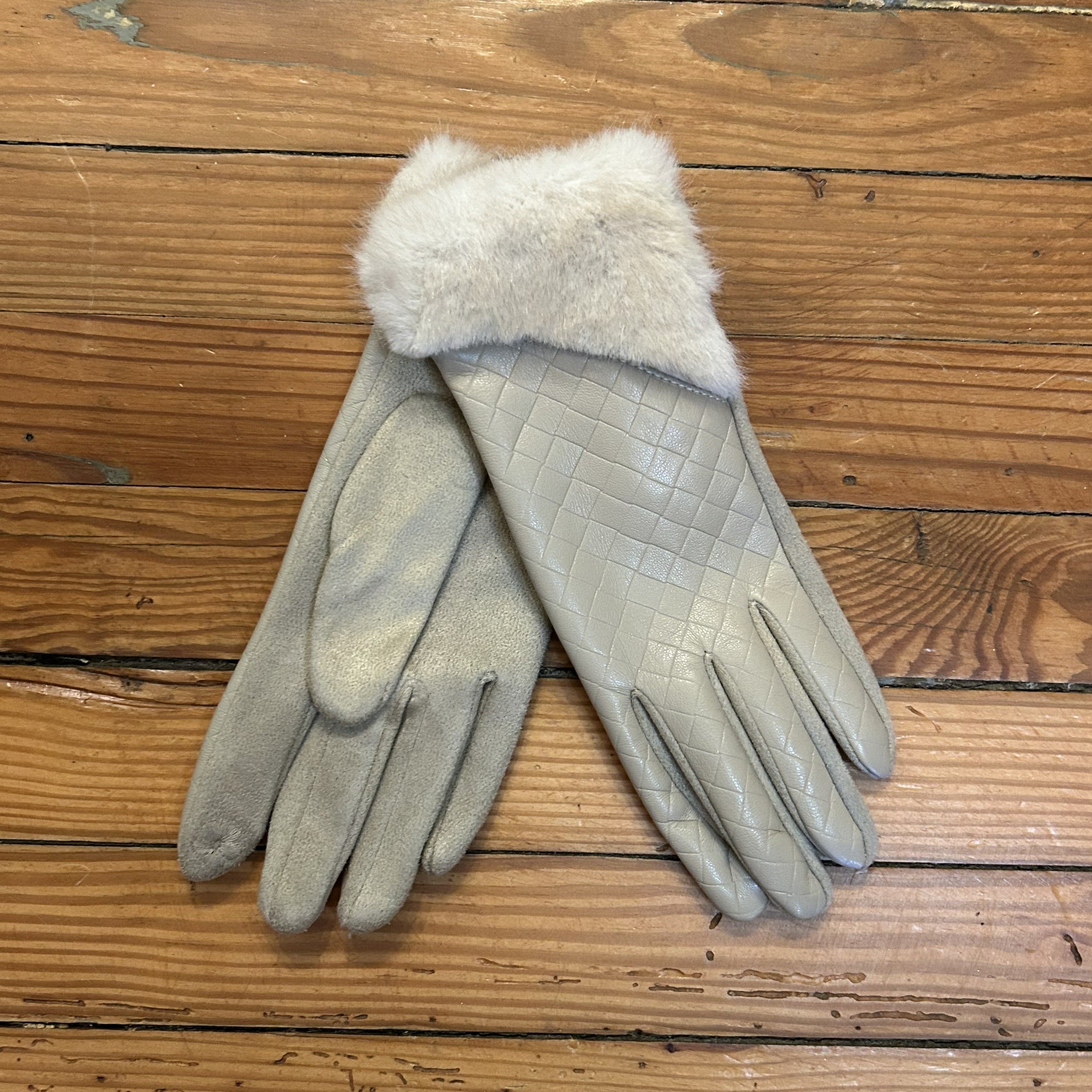 Fur Trimmed Gloves with Touch Screen Functionality - PP