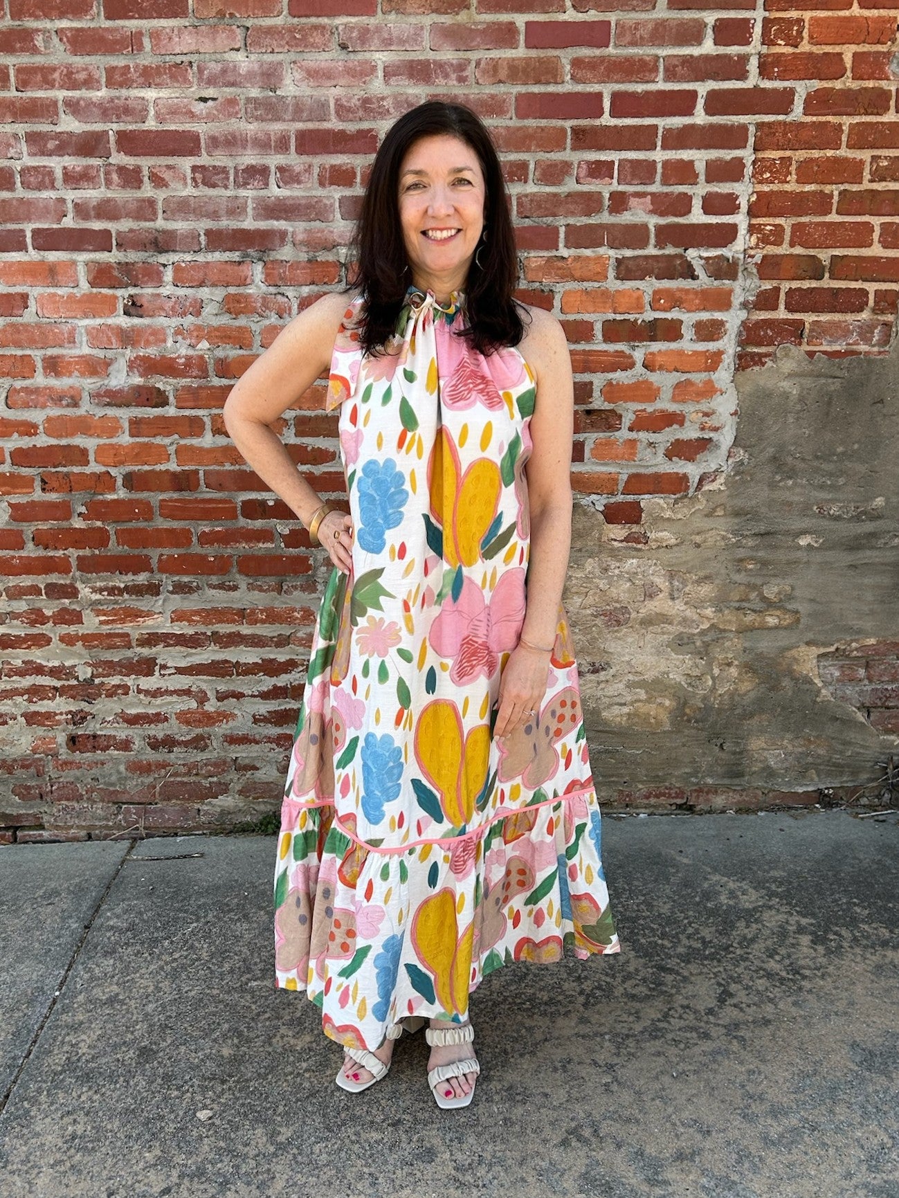 Sleeveless Abstract Print Midi Dress