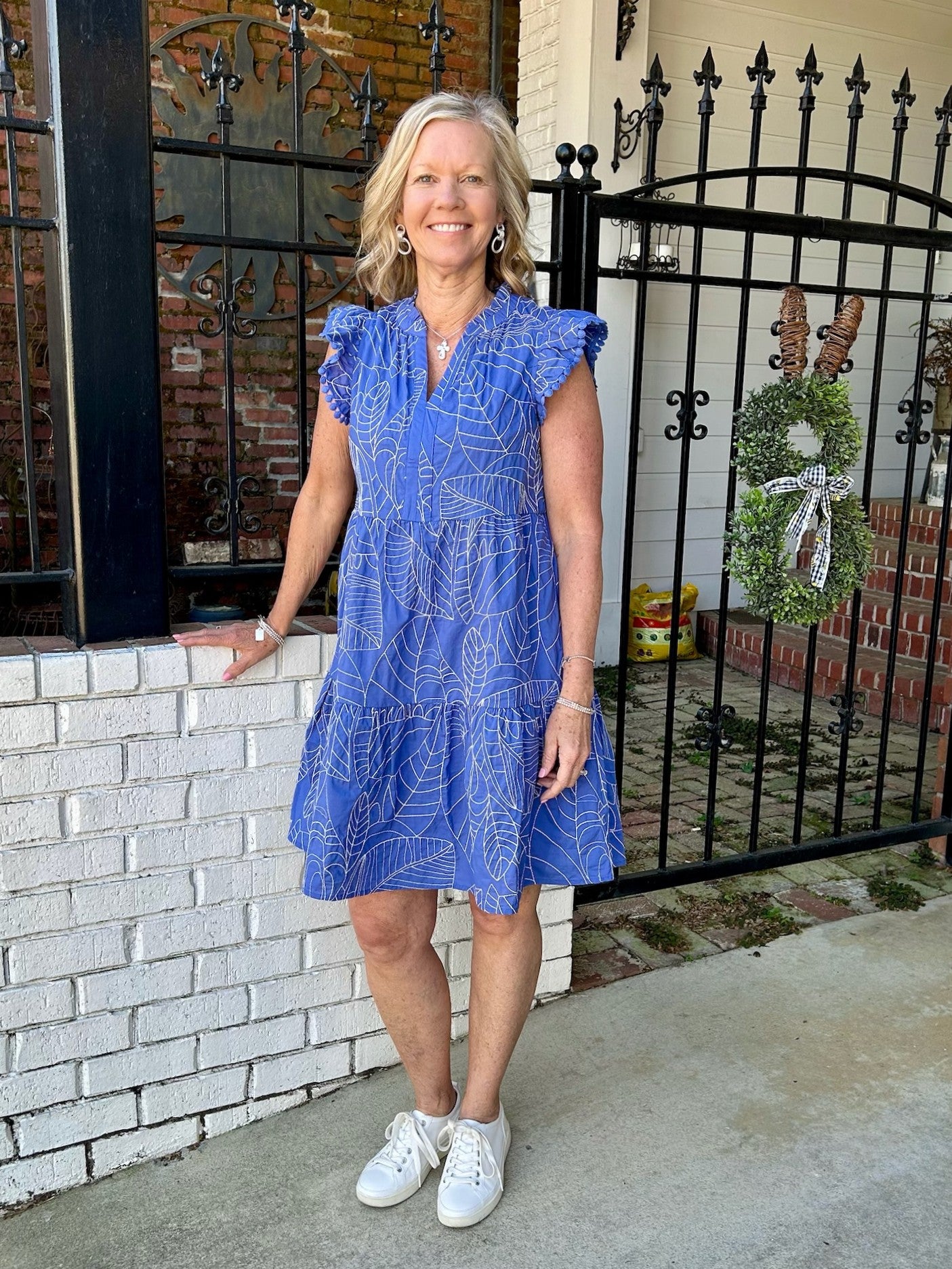 Solid Tiered Dress w/ Stitched Accenting