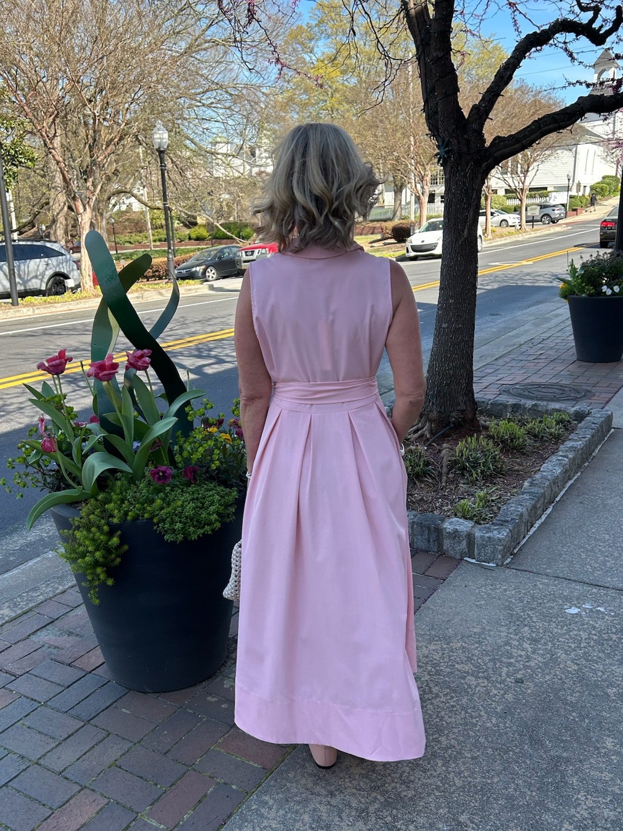 Button Down Flared Midi Dress