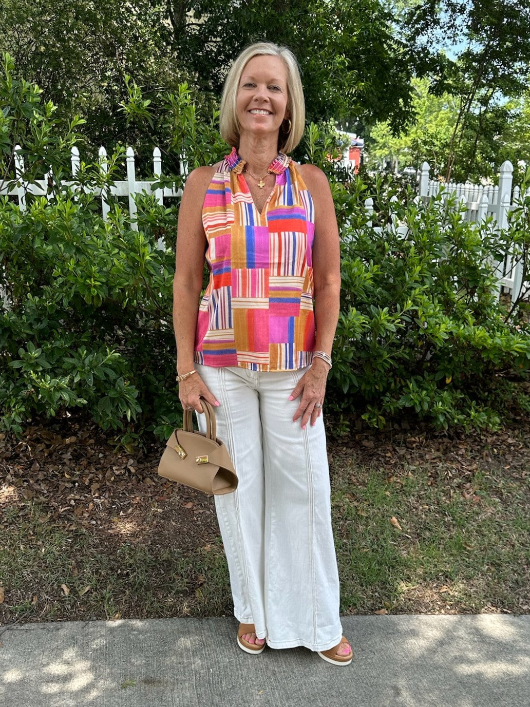 Multi Colored Sleeveless Top w/ Block Design
