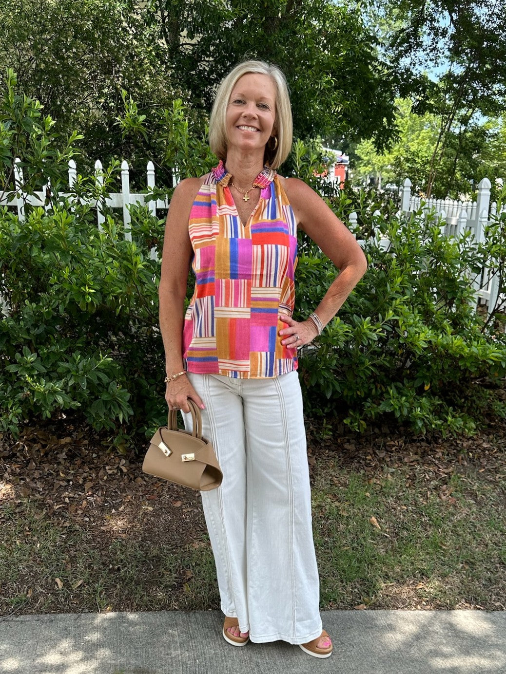 Multi Colored Sleeveless Top w/ Block Design