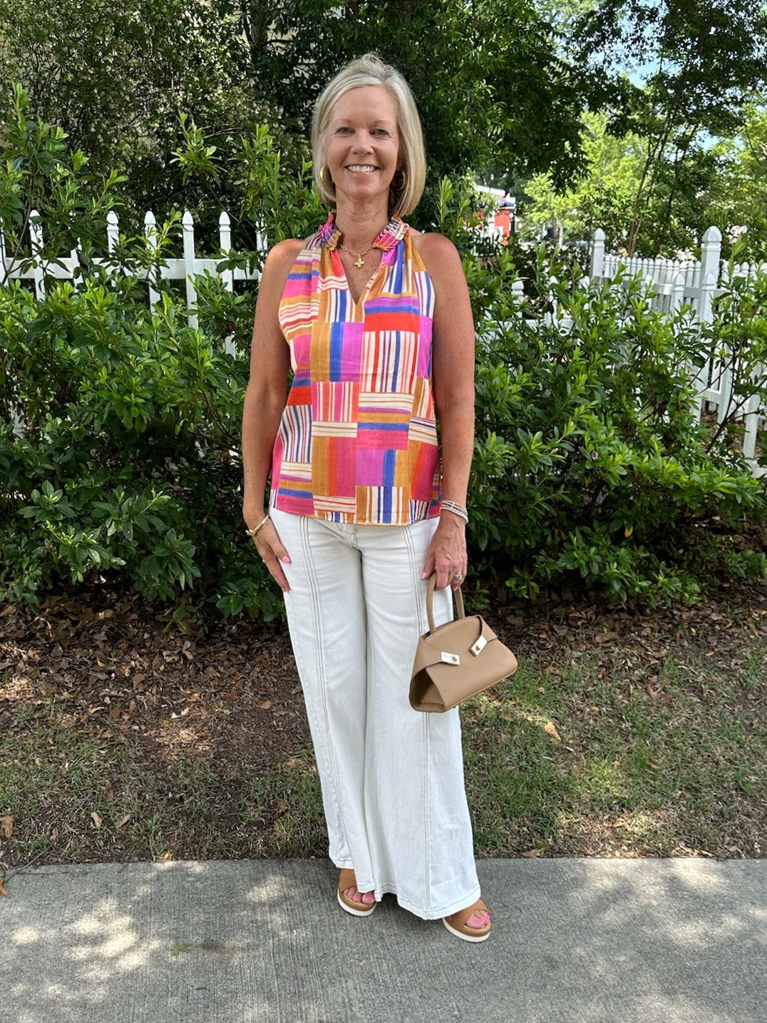 Multi Colored Sleeveless Top w/ Block Design