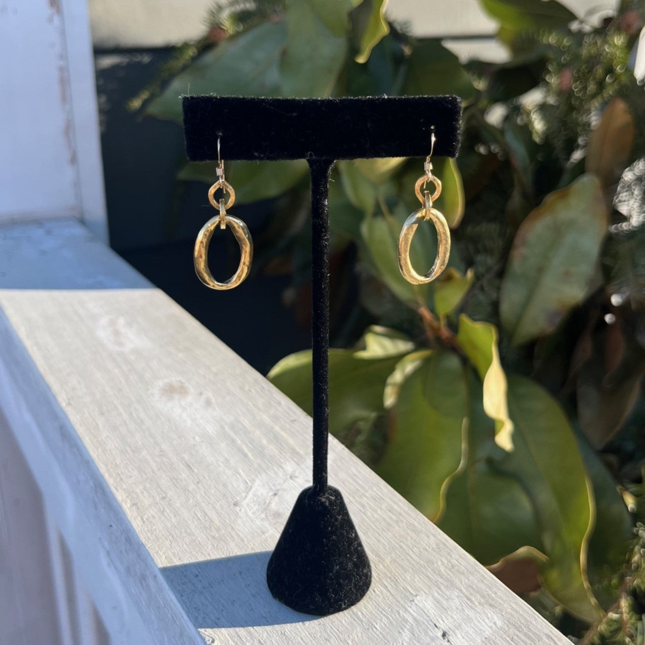 Hammered Oval Shaped Earrings