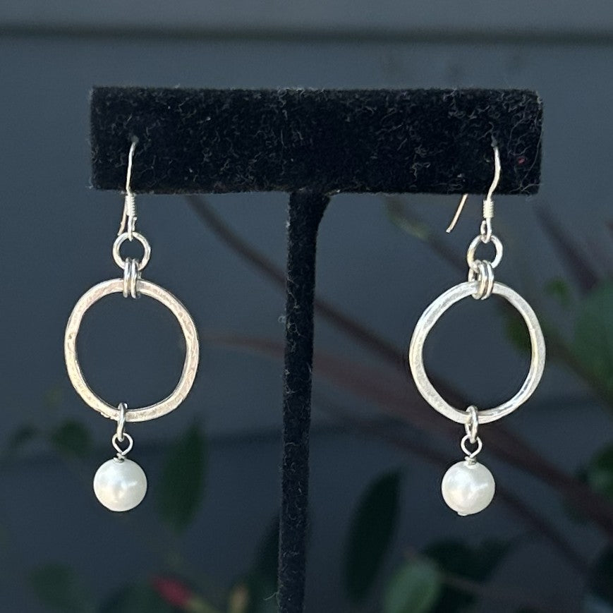 Circle Earrings with Bead Drop