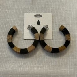 Chunky Black & Brown Hoop Earrings