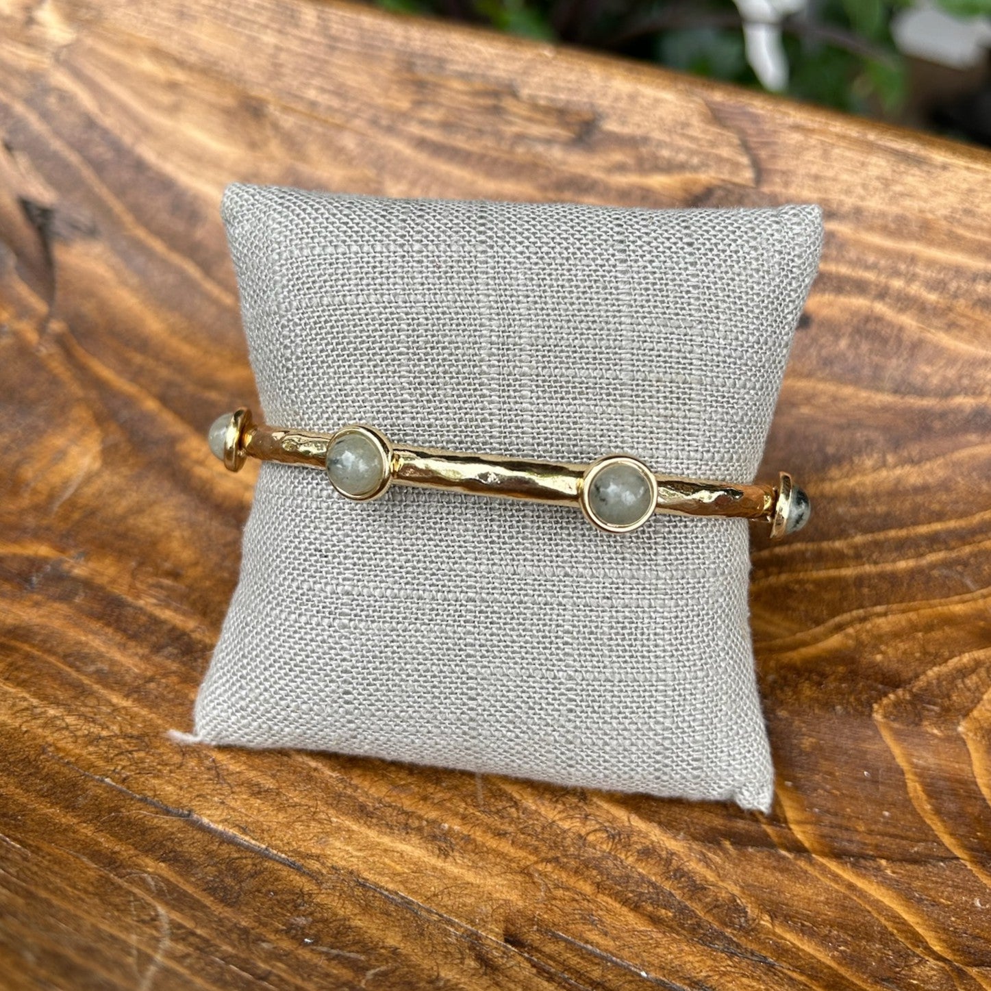 Gold Stretch Bracelet w/ Gray Stones