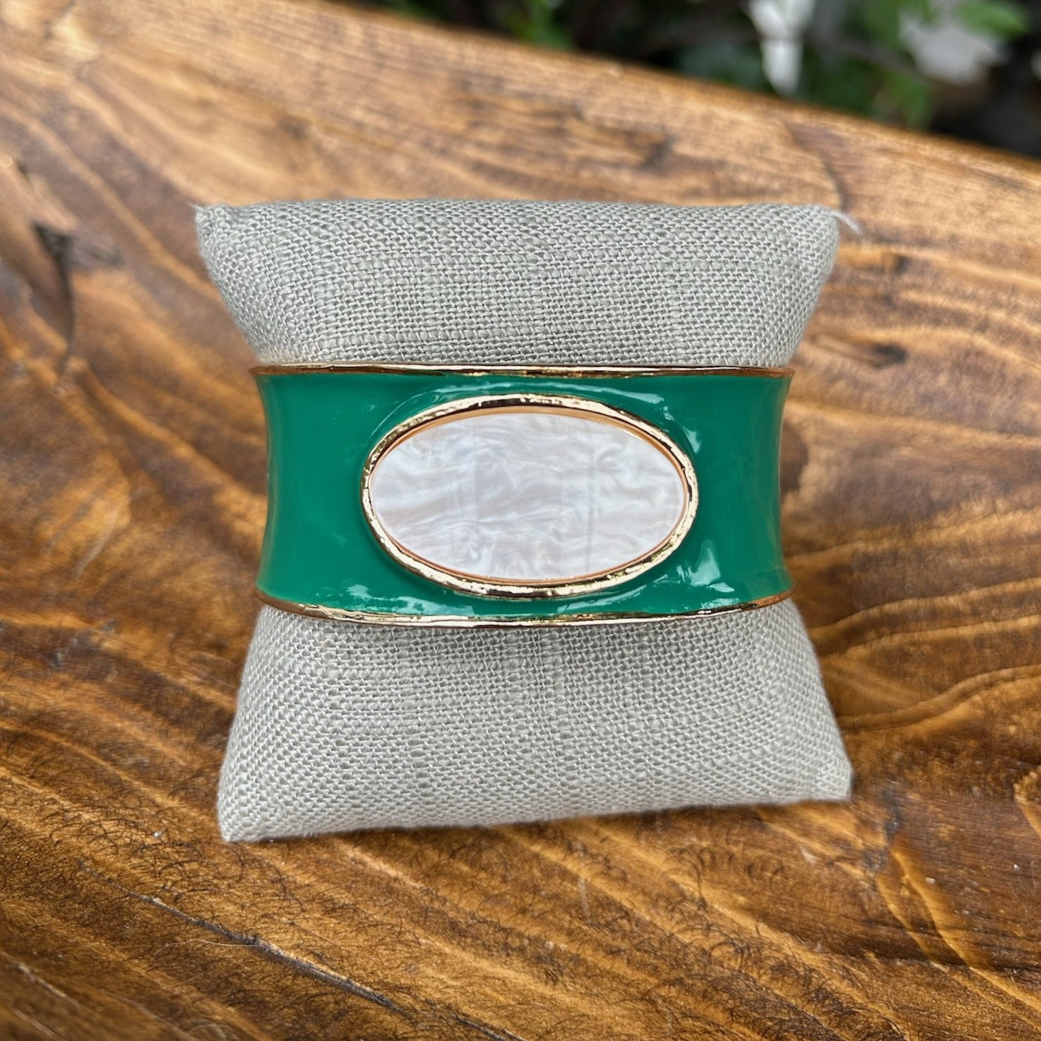 Jay Wide Bangle Bracelet in Green