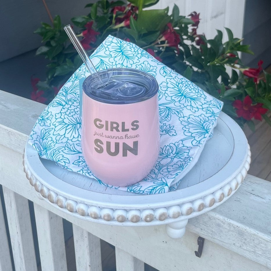 "Girls just wanna have Sun" Stemless Wine Cup