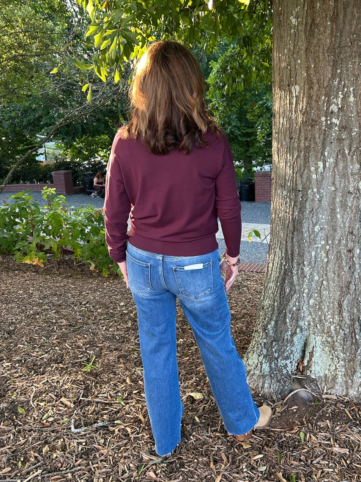 Soft Fine Knit Wrap Sweater in Burgundy