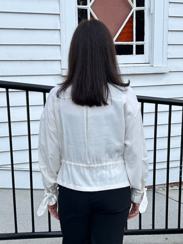 Stand Up Collar Utility Jacket w/ Drawstring Waist