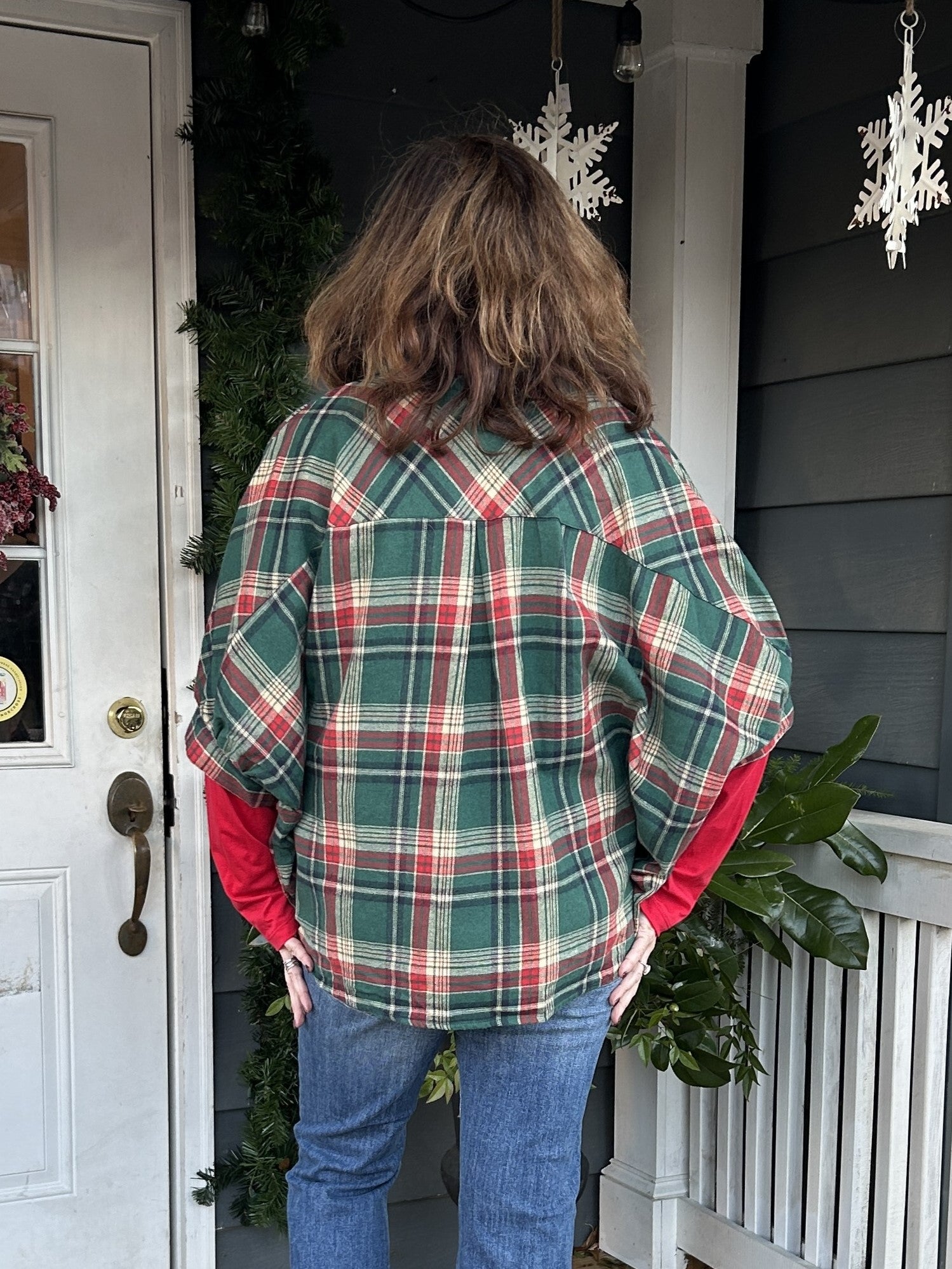 Short Flannel Shacket with Short Sleeves