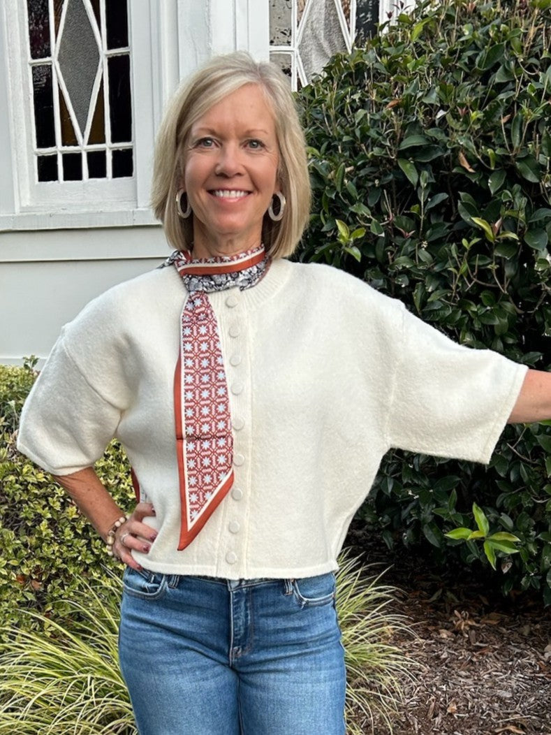 Button Down Short Sleeve Sweater