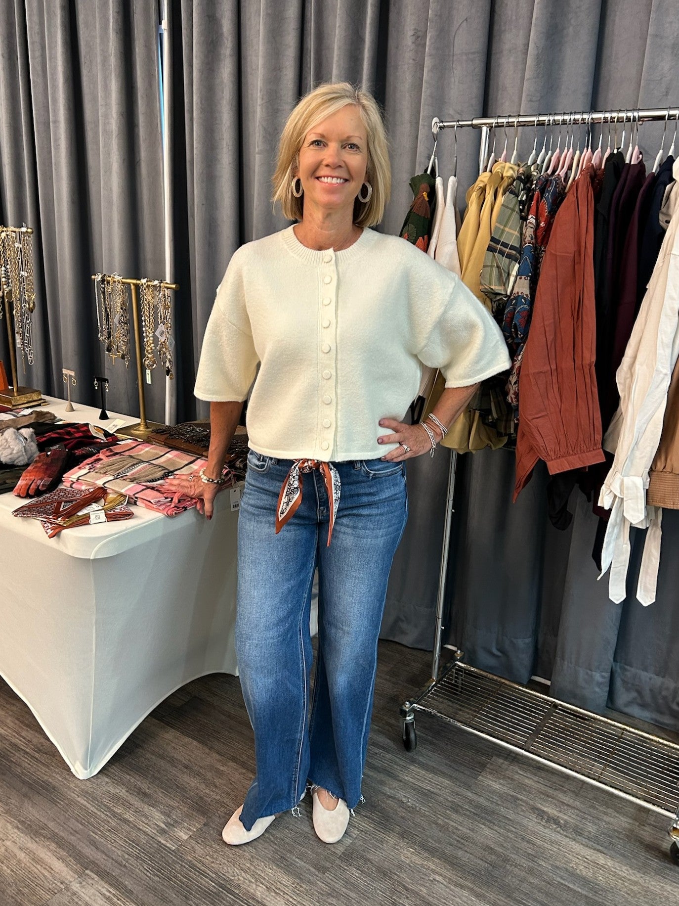 Button Down Short Sleeve Sweater