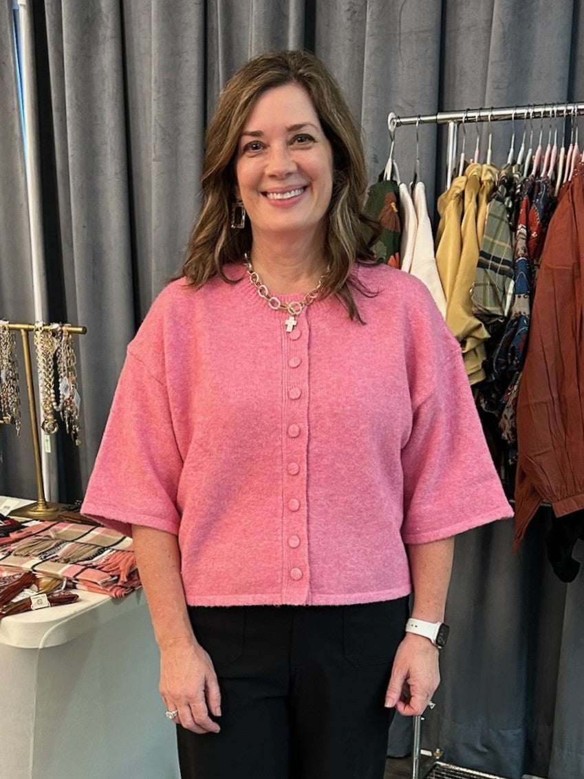 Button Down Short Sleeve Sweater