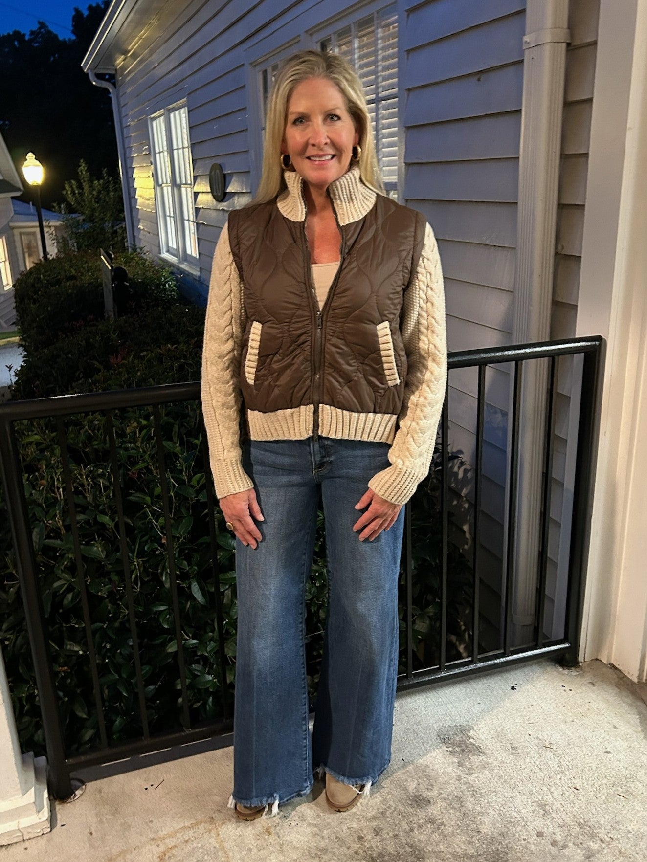 Melanie Mixed Media Jacket in Brown