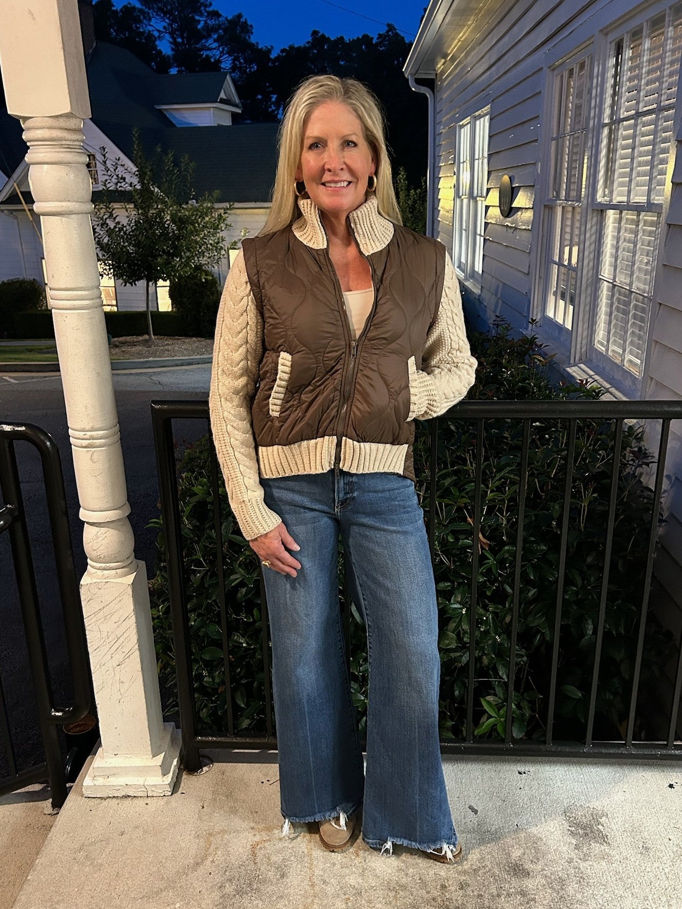 Melanie Mixed Media Jacket in Brown