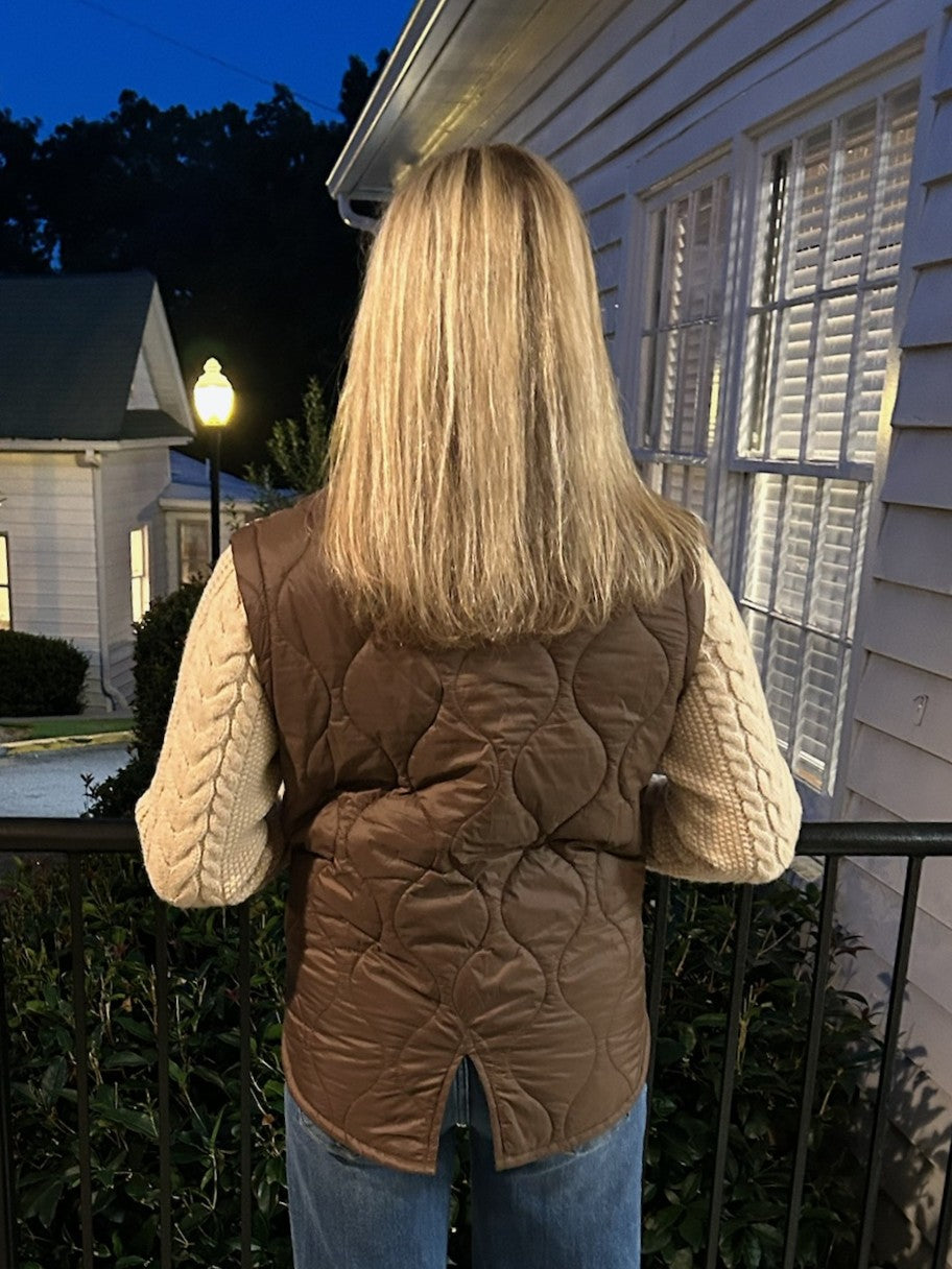 Melanie Mixed Media Jacket in Brown
