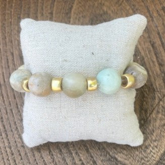 Colored Bead & Gold Spacer Bracelets