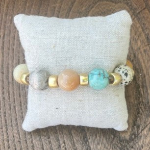 Colored Bead & Gold Spacer Bracelets