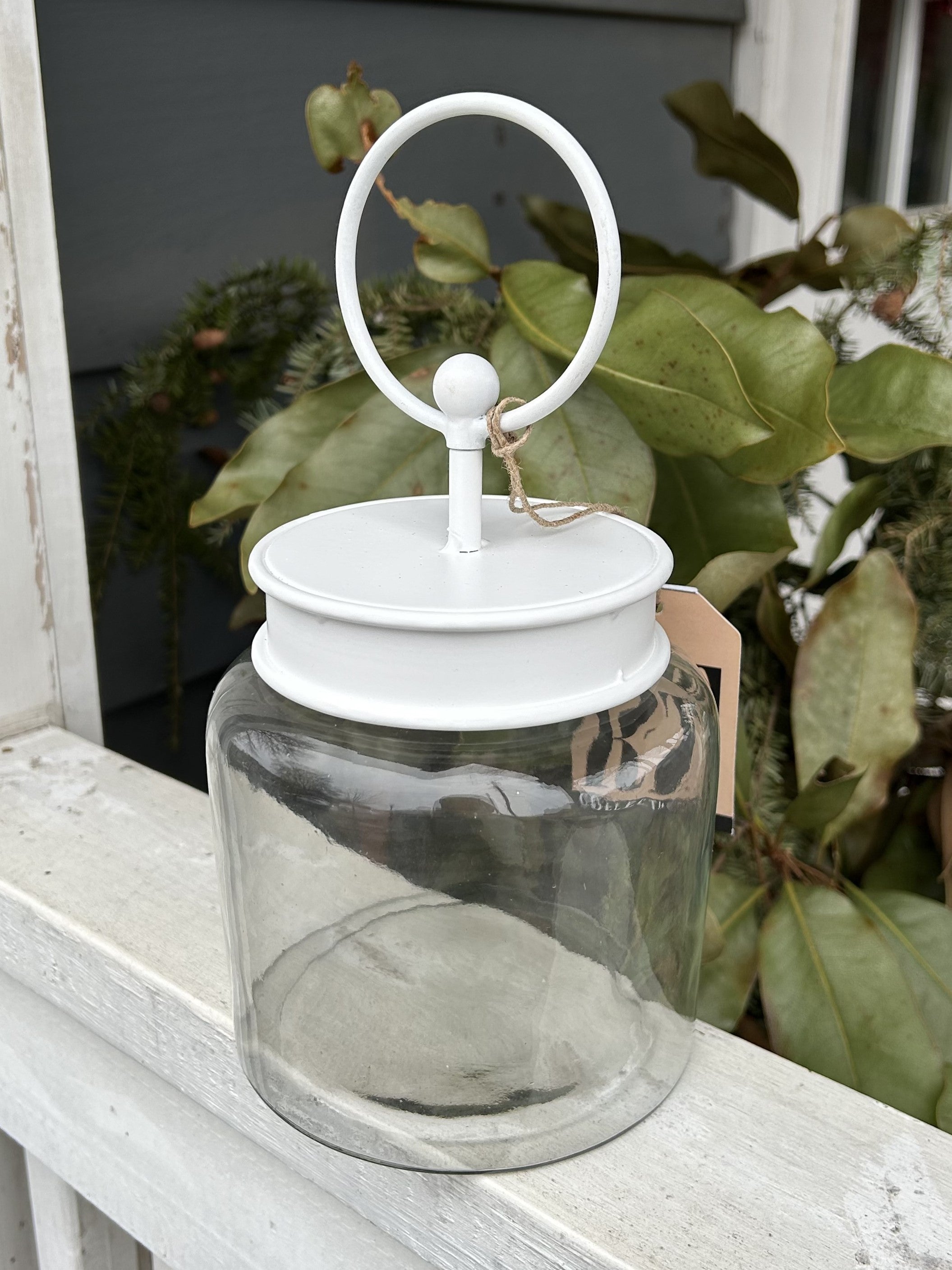 Round Glass Jar Finial Holder
