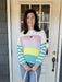 This color block lightweight sweater is the perfect transition piece, effortlessly taking you from spring to summer and fall. Lightweight and cute, it layers well for any occasion. Add a pop of color to your wardrobe!  Material: 100% Polyester  Care Instructions: Hand wash cold, line dry
