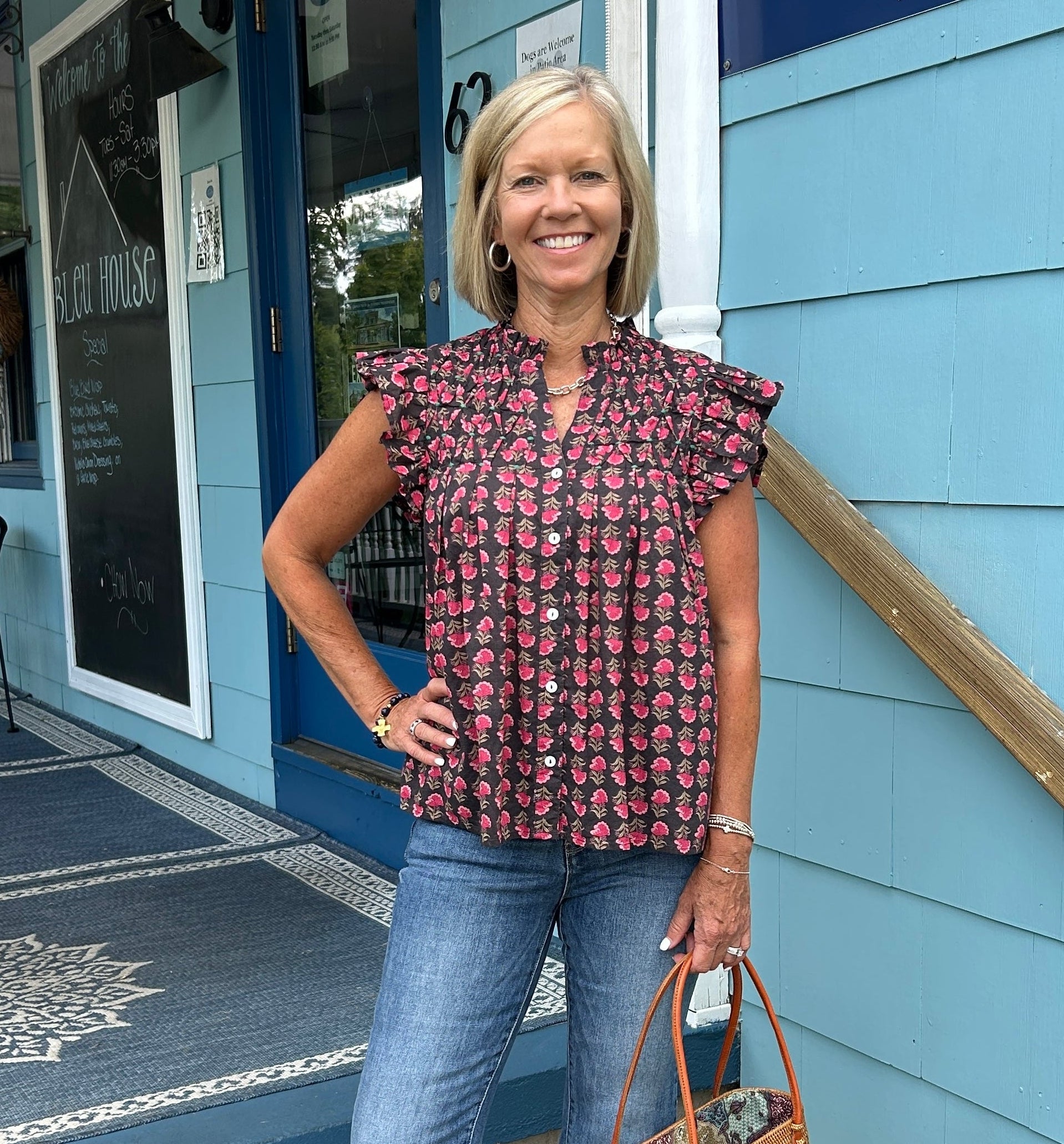 Flutter Sleeve Floral Print Top