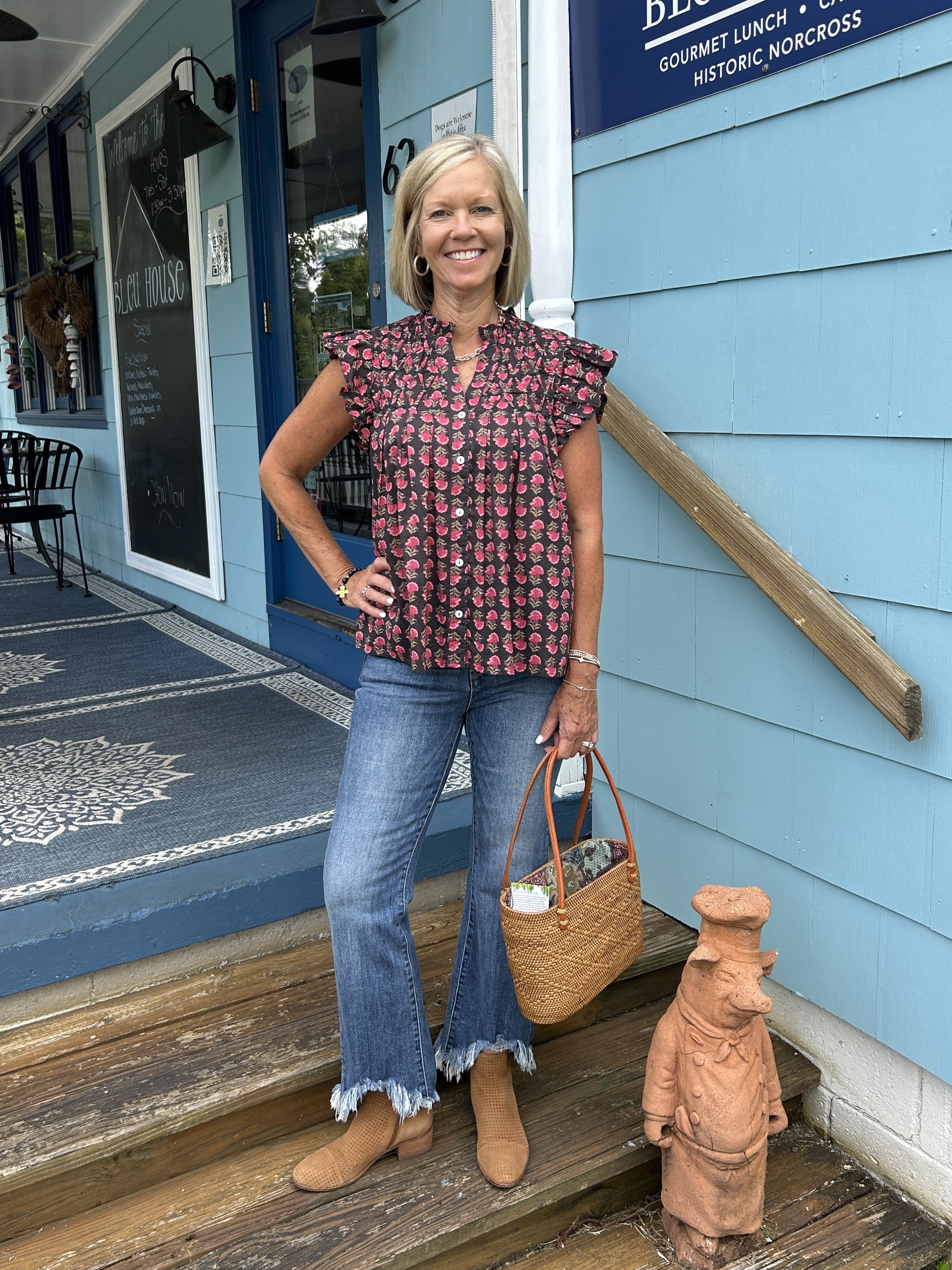Flutter Sleeve Floral Print Top