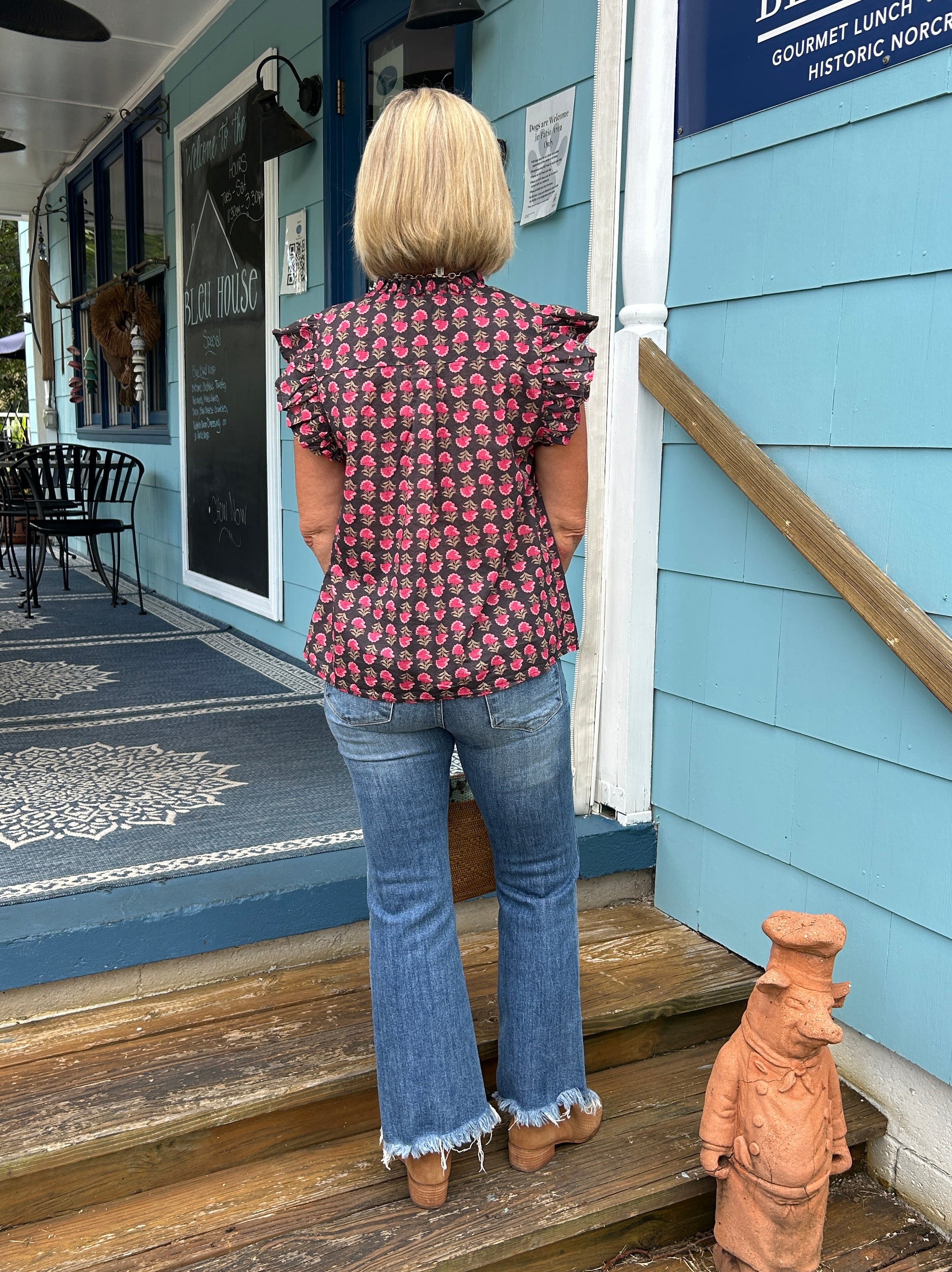 Flutter Sleeve Floral Print Top