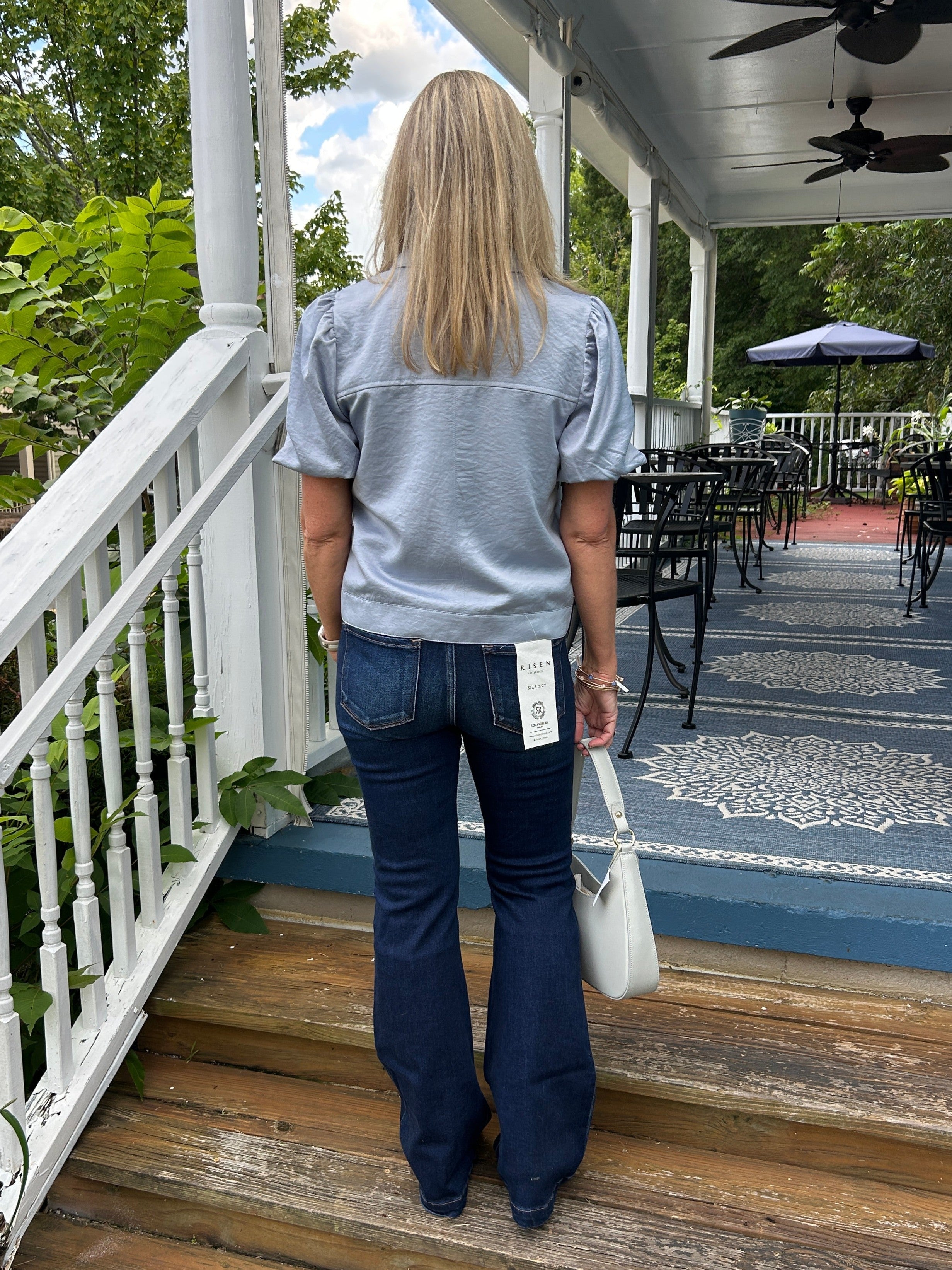 Front Pocket Top/Jacket w/ Puffed Sleeves