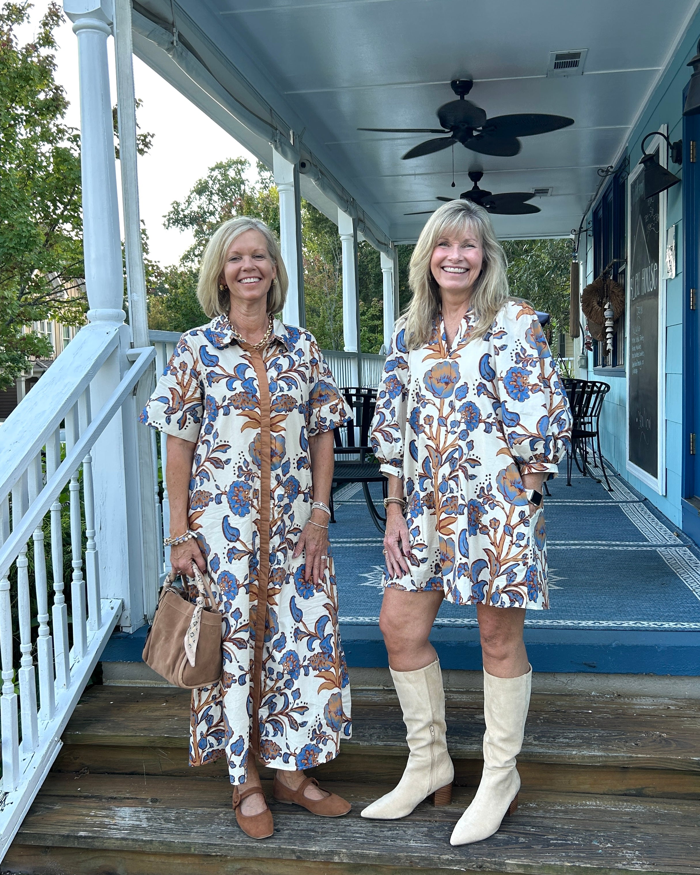Floral Button Up Midi Dress w/ Placket Front