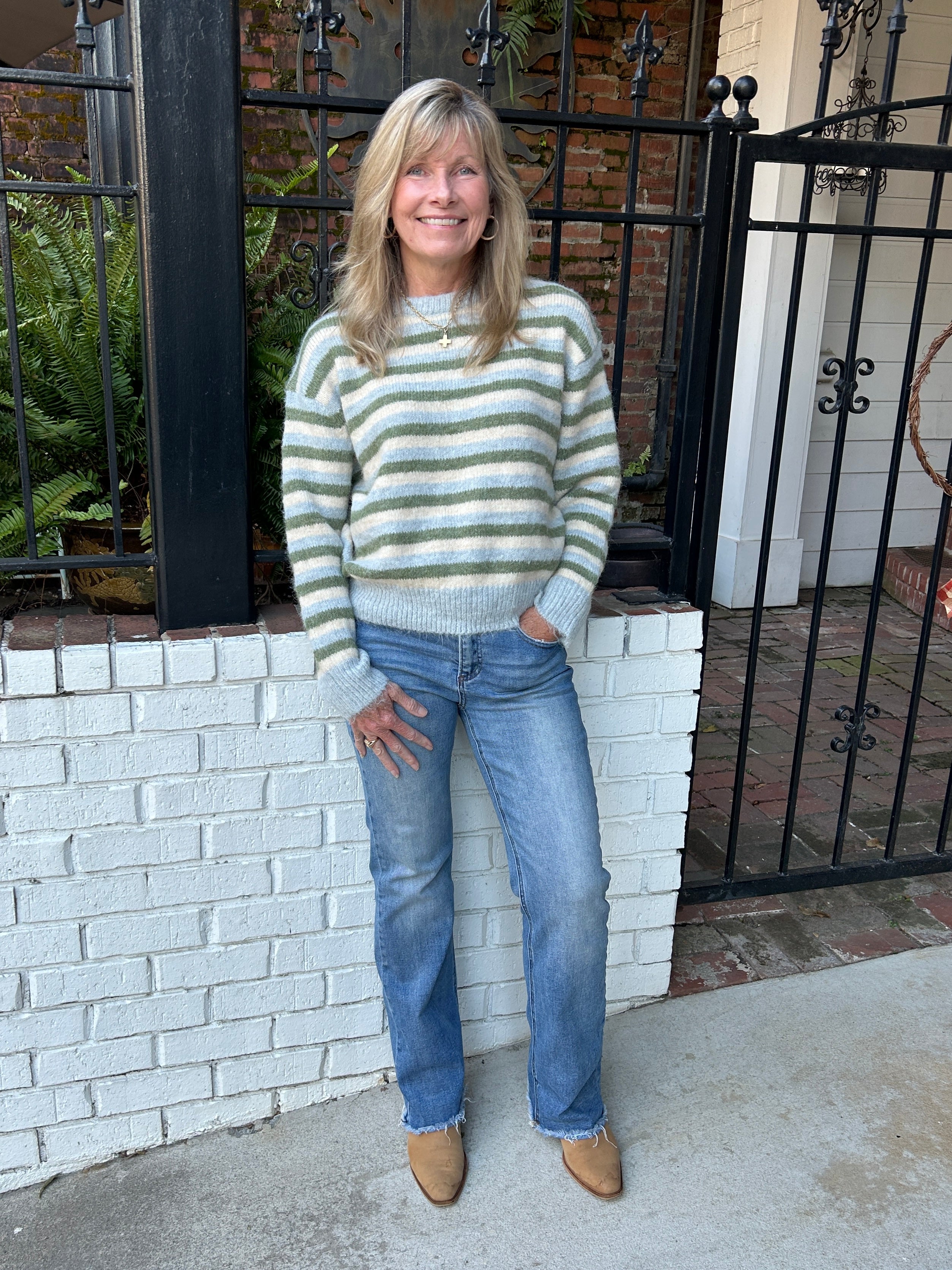 Striped Sweater in Blue & Green