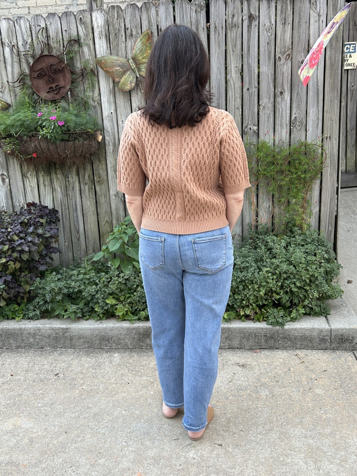 Short Sleeve Button Up Knit Top