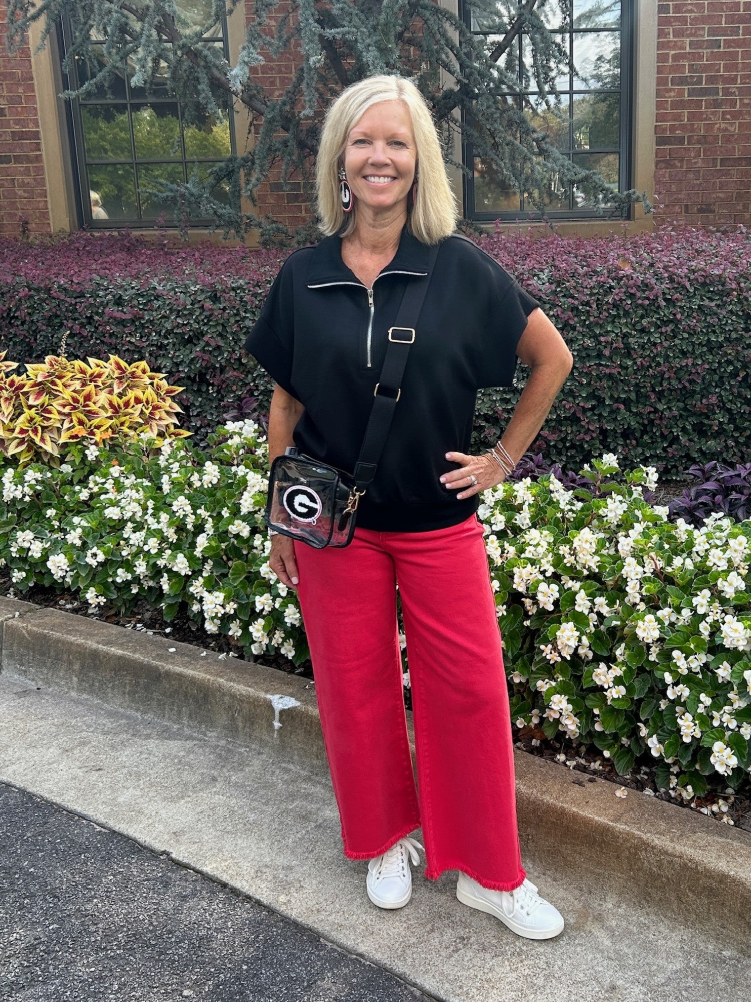 Risen High Rise-Crop Wide Pants - Scarlet Red