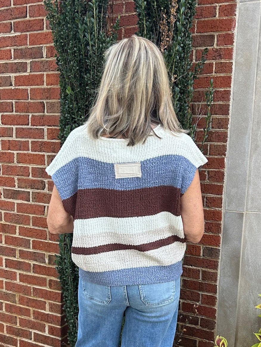 Striped Cap Sleeve Sweater