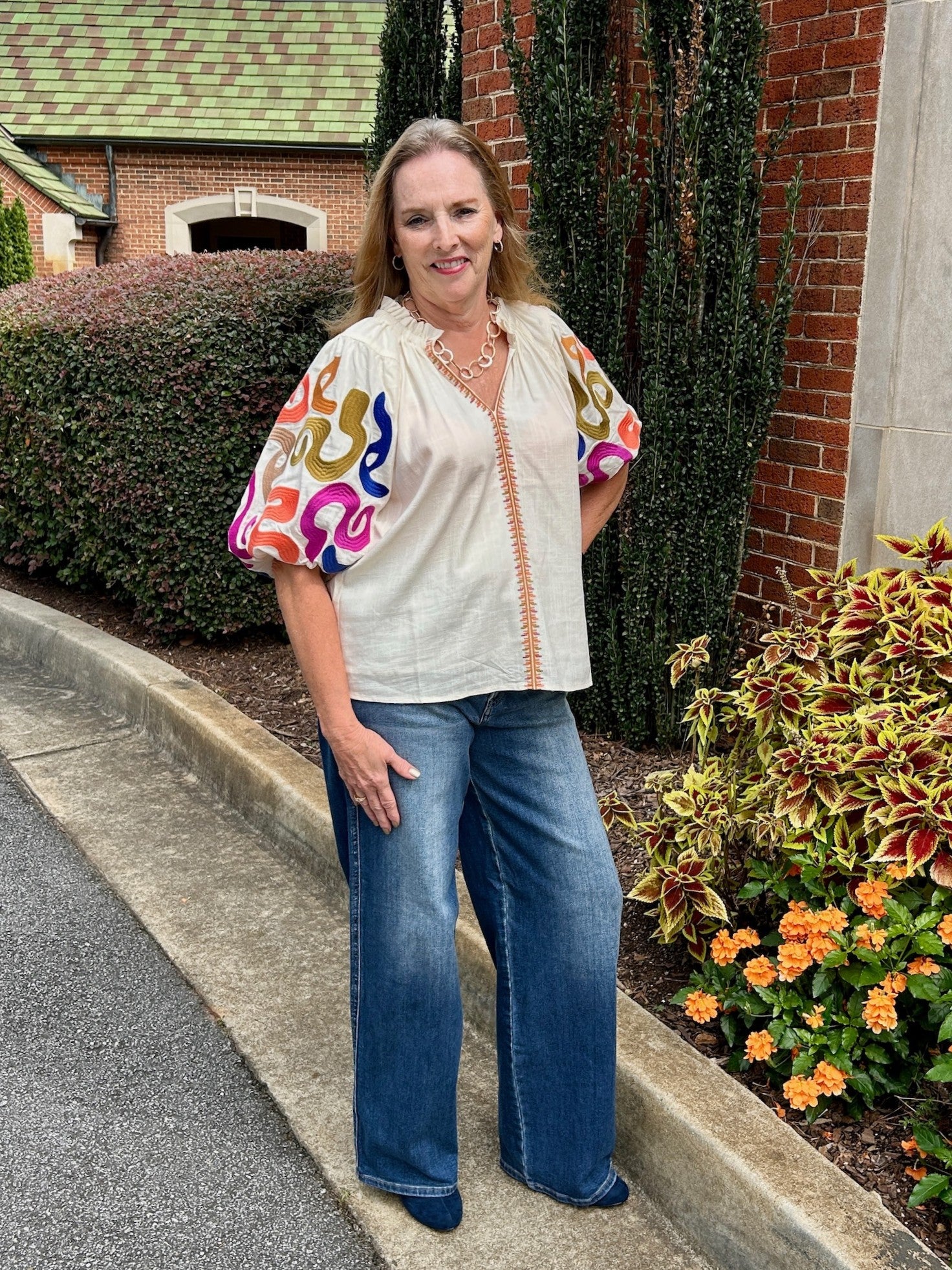 Risen TC-High Rise-Wide Baggy Jeans - Dark