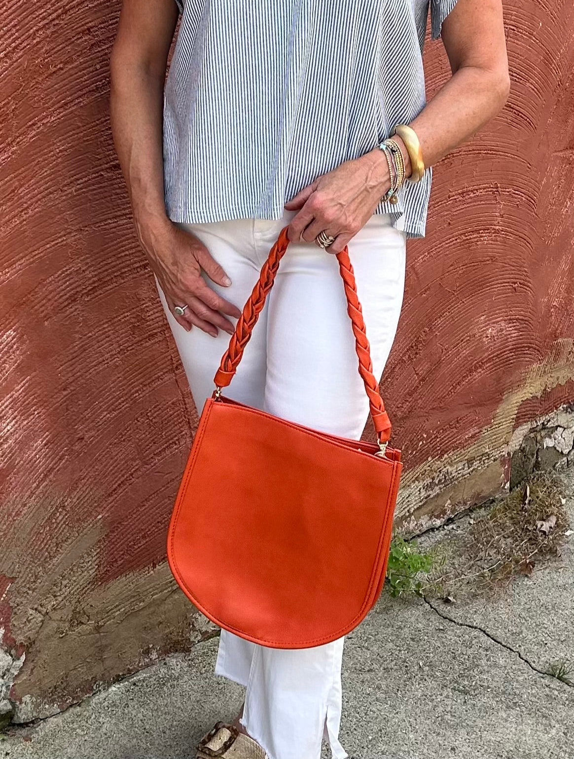 Ahdorned U-bag with Braided Strap